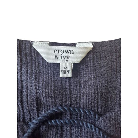 NWT Crown & Ivy Women’s Embroidered  Blue/ Red Long Sleeves Cotton Blouse M - Picture 3 of 10